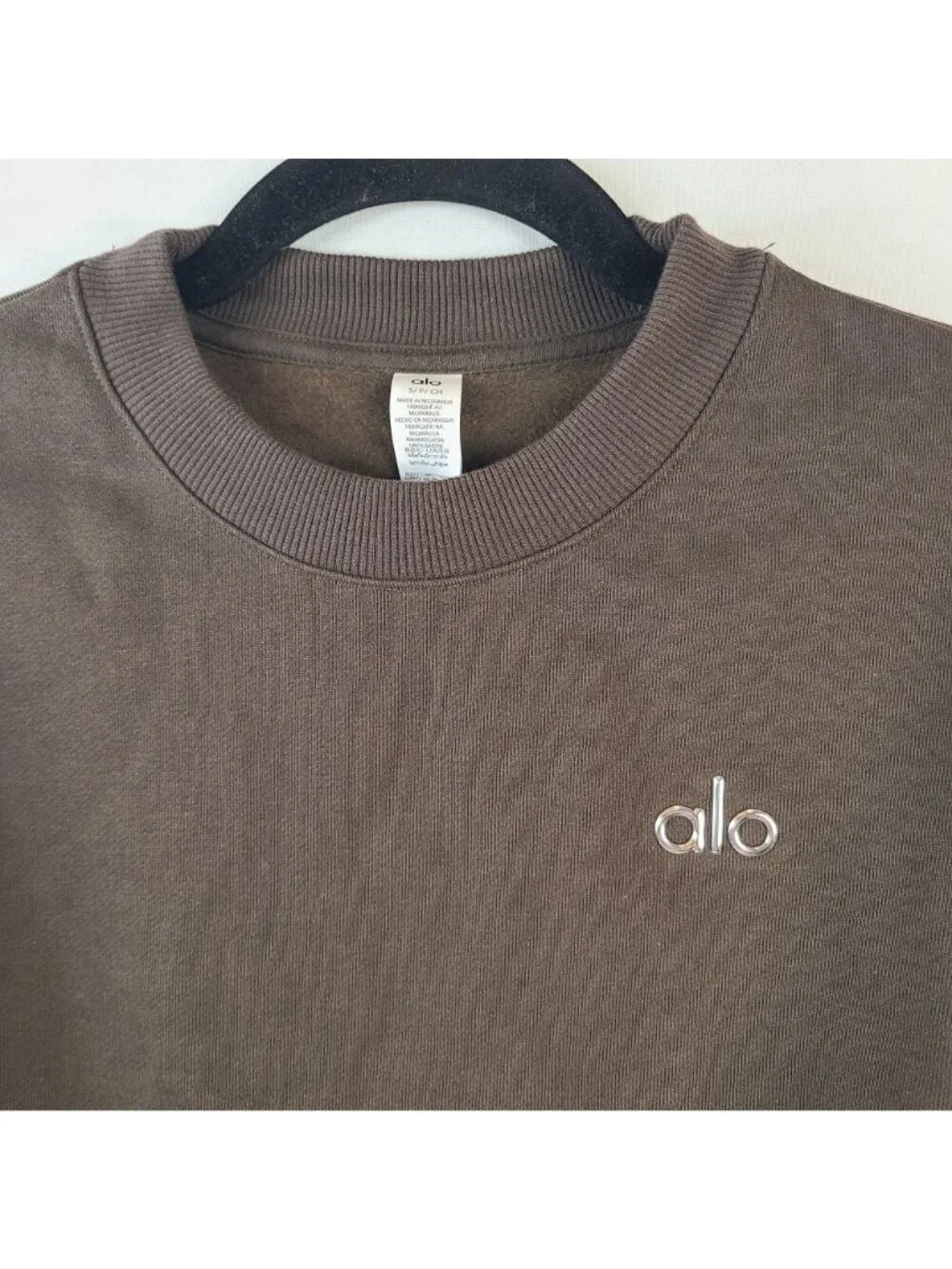 NEW Alo Yoga Accolade Crew Neck Pullover Sweatshirt In Espresso Size S